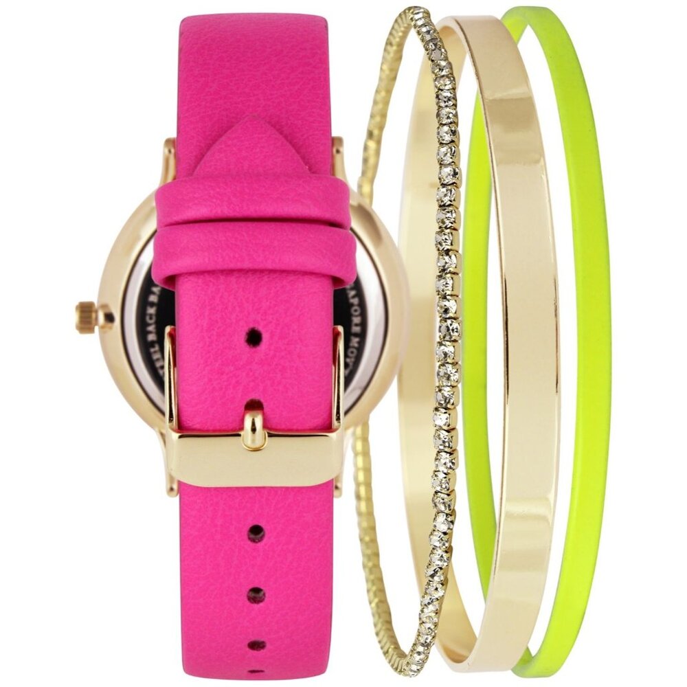 INC International Concepts Womens Pink Strap 38mm Watch Gold Plated Bracelets - Picture 3 of 4